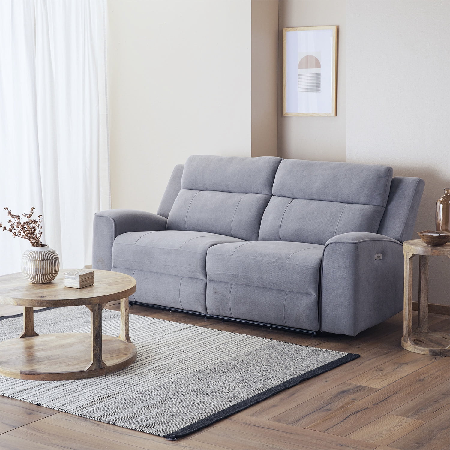 Daniels - Sofá 3 Cuerpos Reclinable Eléctrico Gris Montana Km807spwgr