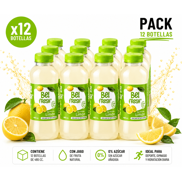 Pack 12 Agua de Frutas Be! fresh Limón 480 cc