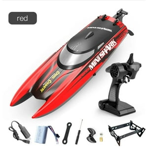 Maravillas Valdivia - Lancha Bote Barco Mini Shark, Control Remoto 2,4 Ghz Rojo 30 Km Rojo