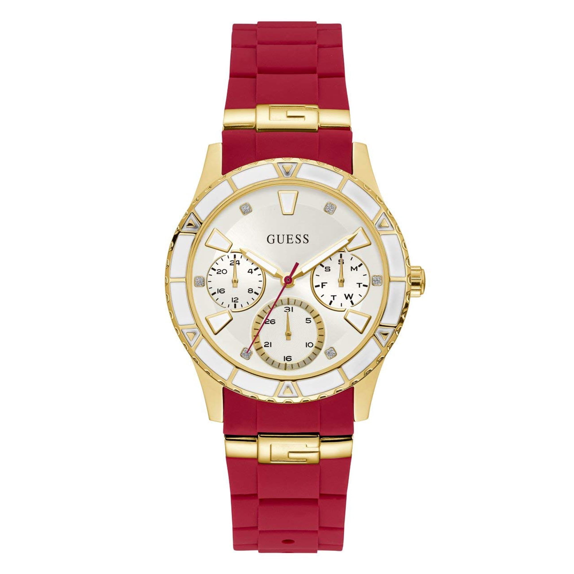 Reloj Guess Gold-tone + Iconic Red Silicone U1157l2 Para Mujer