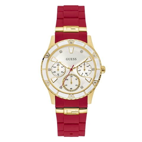 Reloj Guess Gold-Tone + Iconic Red Silicone U1157L2 Para Mujer