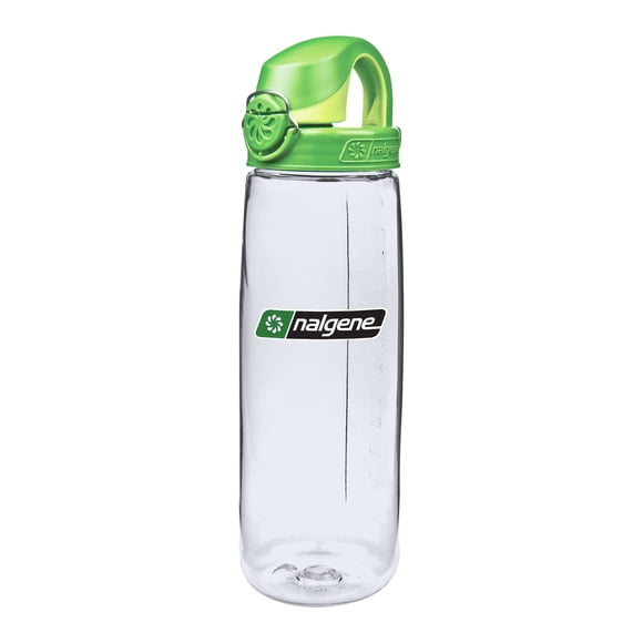Botella de agua Malgene On the Fly sin BPA de 710 ml, transparente y verde