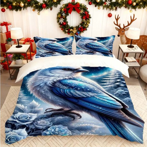 Fantasy Ice Bird Printed Duvet Cover Set a Soft Duvet Cover and Two Pillowcases Suitable for All Seasons an Ideal Choice for Home Bedrooms and Guest Rooms A Per