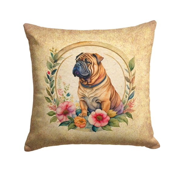 Almohada Decorativa Shar Pei Flowers