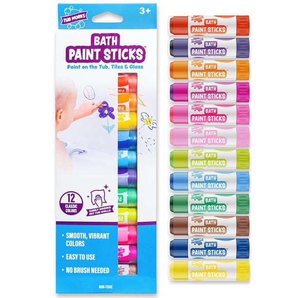 Barras de pintura para baño Tub Works, 12 unidades, no tóxicas, lavables para niños
