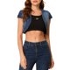 thumbnail image 5 of INSPIRE CHIC Cárdigan de mezclilla recortado casual para mujer de regreso a clases con manga corta y chaqueta de mezclilla S Azul, 5 of 7