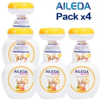 Aileda - Jabón Espuma Infantil (Huella) 300 Ml （Paquete De 4 Botellas ） Fragancia De Cítrico