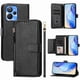 thumbnail image 1 of Funda tipo cartera para Realme 9i 5G con bolsillo con cremallera, tarjetero, soporte, correa para la muñeca y tapa de cuero Negro, 1 of 5