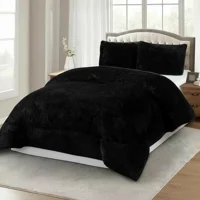 Casadeliacl - Plumon De Invierno Peludos Con Chiporro 2 Negro Peludo