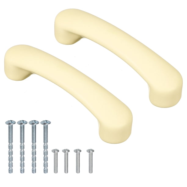 Uxcell 2 piezas de tiradores de gabinete de cerámica amarillos en forma de arco, 4.5 x 1 x 1.2 pulgadas, lindos tiradores de gabinete de cocina para decoración de cocina, armario, cómoda, guardería
