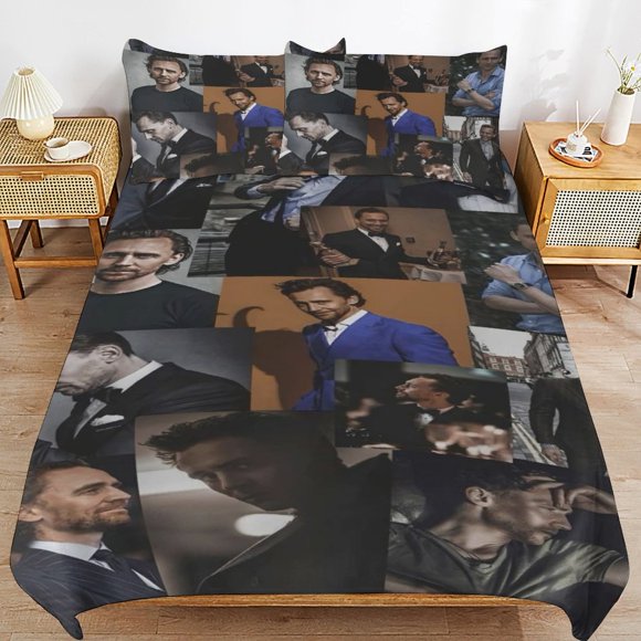 Tom Hiddleston Bedding Sets Ultra Soft Skin-Friendly Duvet Cover 3 Piece, Cute Comforter Cover Bed Set for Boys Girls Kids