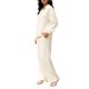 thumbnail image 4 of INSPIRE CHIC Conjunto de 2 Piezas para Mujer Ajuste Regular Camisa de Manga Larga con Hombro Caído y Botones Pantalones de Pierna Ancha para Trabajo Casual Talla Extra Grande Albaricoque, 4 of 5