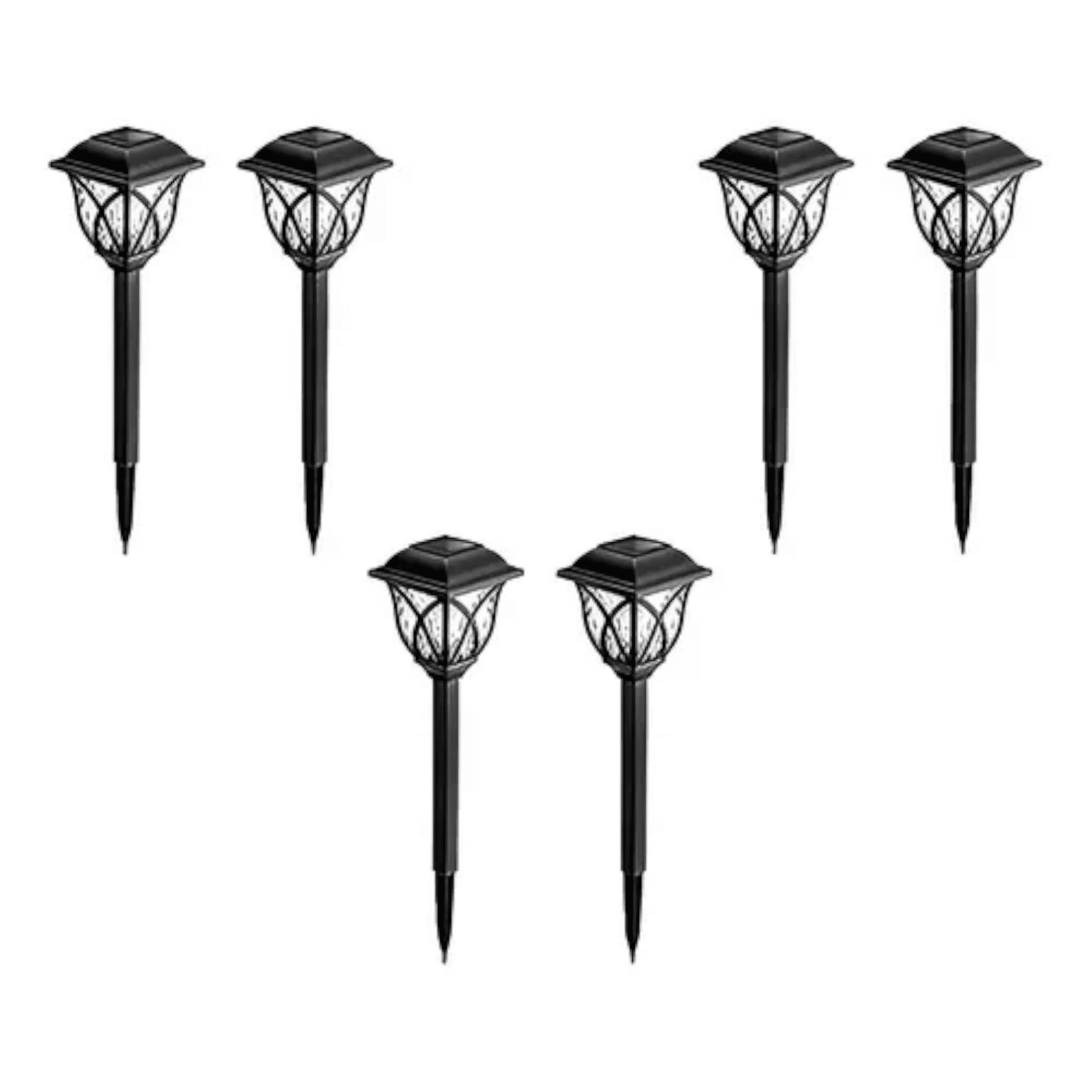 Aspor - Pack 6 Luces Solares Jardín Estaca Con Sensor Estilo Ingles