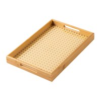 Bothyi - Bandeja De Bambú Para Servir Con Asas, Bandeja De Cama Para Dormitorio, Fiestas, Comer, Almacenar, 33X22X3,5 Cm