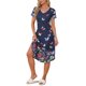 thumbnail image 1 of INSPIRE CHIC Camisón largo de manga corta con cuello en V para mujer, suave, teñido anudado, con bolsillos laterales para primavera y verano XS Mariposa, 1 of 6