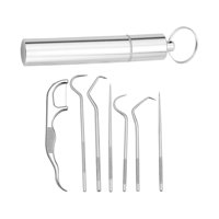 Magideal - De Palillos Material Acero Inoxidable 304, De Limpieza Bucal Portátil, Limpiador De Para Viajes, Camping, Picnic Con Soporte , De 7 Piezas. Juego De 7 Piezas.