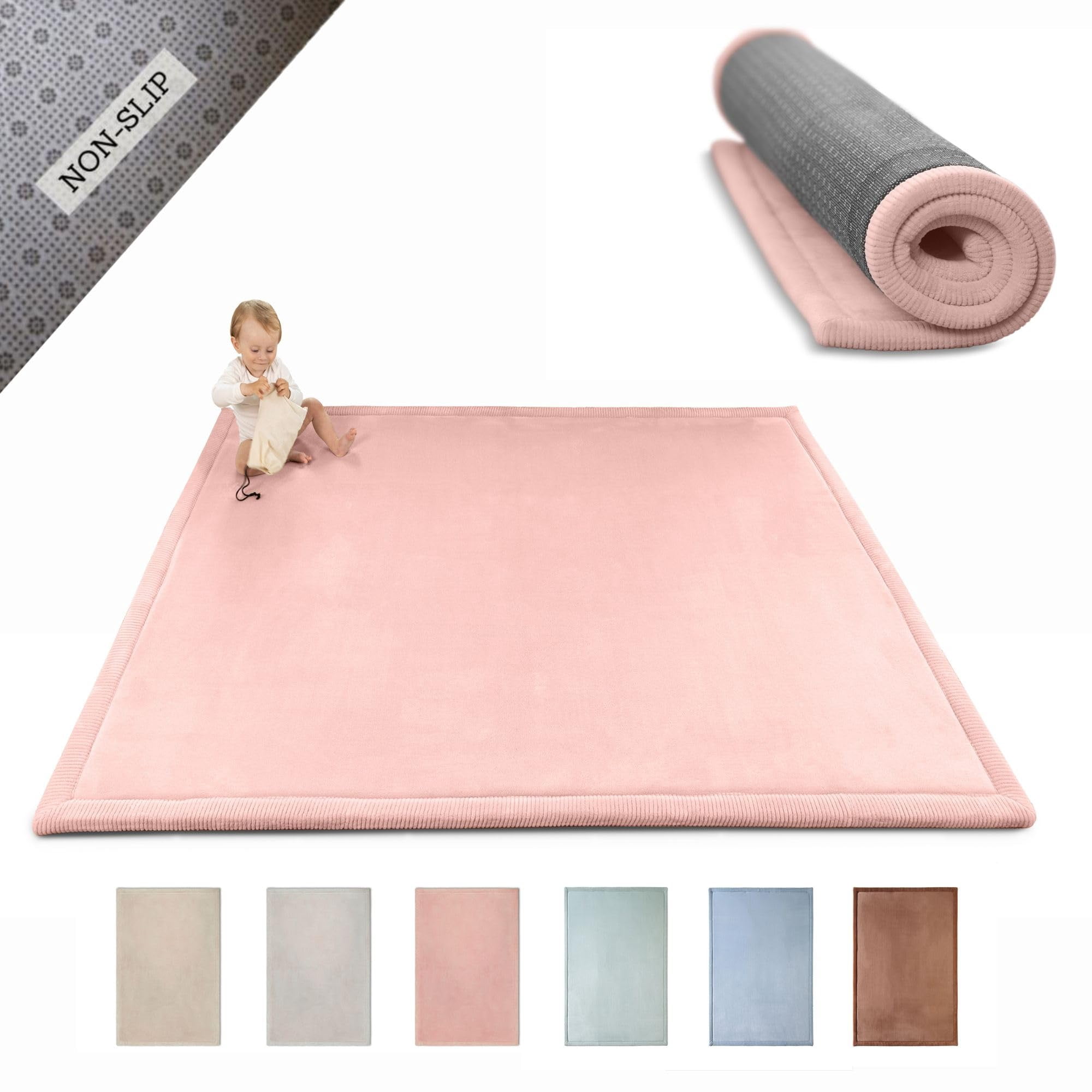 Hakuna Matte - Alfombra De Juego Para Bebés Hakuna, Terciopelo Coral Mate, 60 X 80 Cm, Rosa