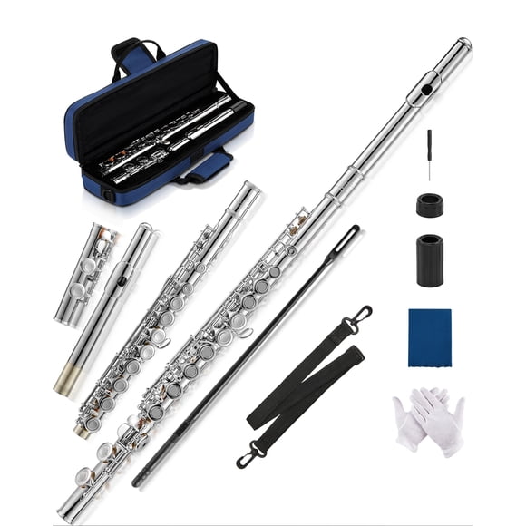 Flauta Flute AKLOT Concert C con orificio cerrado, 16 teclas y funda
