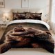 thumbnail image 1 of 3pcs Brown Bear Grinning Print Bedding Set | 100% Polyester Soft Skin-Friendly, 1 of 1