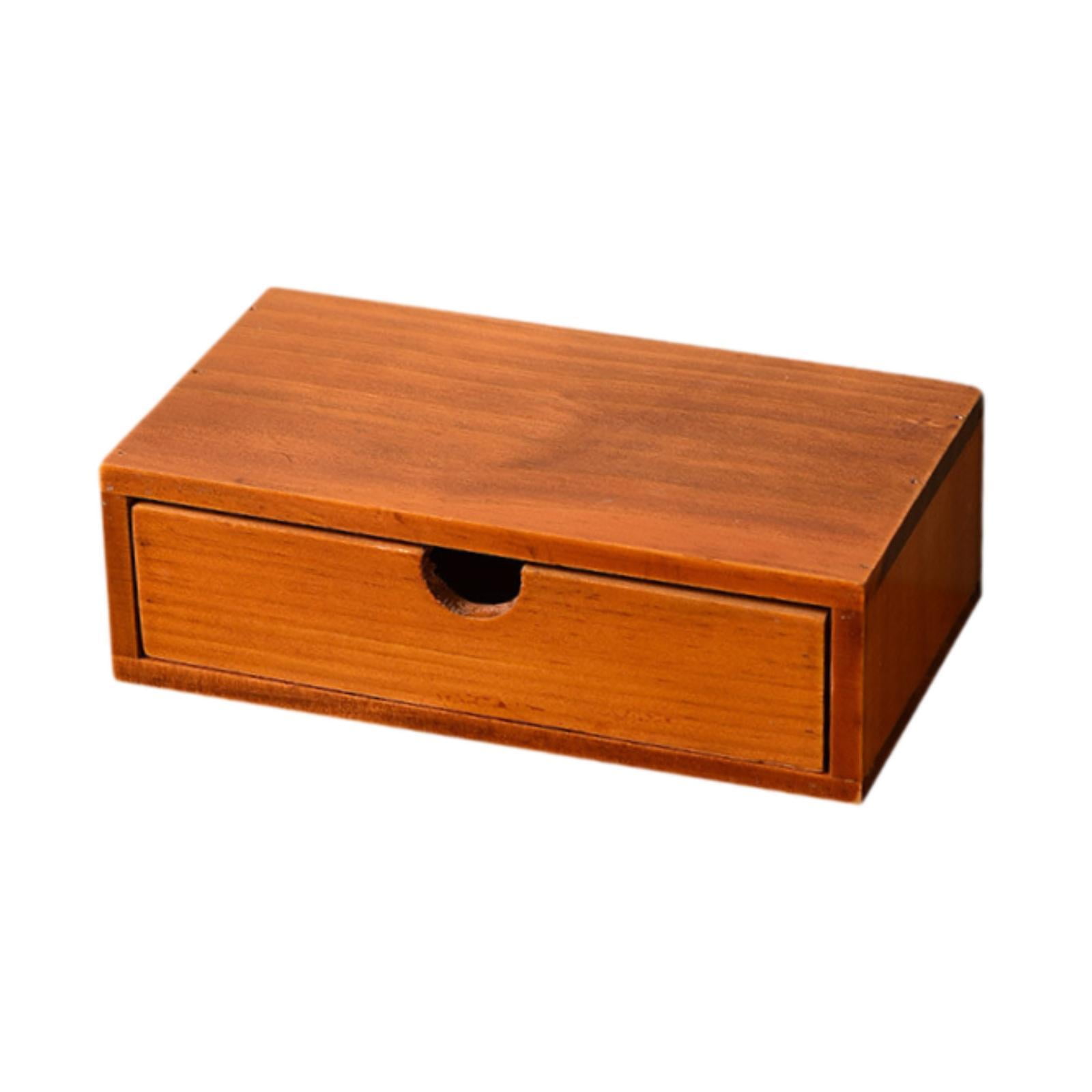 Magideal - Organizador De Escritorio Con Cajón De Almacenamiento De Madera Maquillaje De Maquillaje Diario De La Organización Rústica Contenedor De La Cápsula De 25 Cm X 12 Cm X 7 Cm