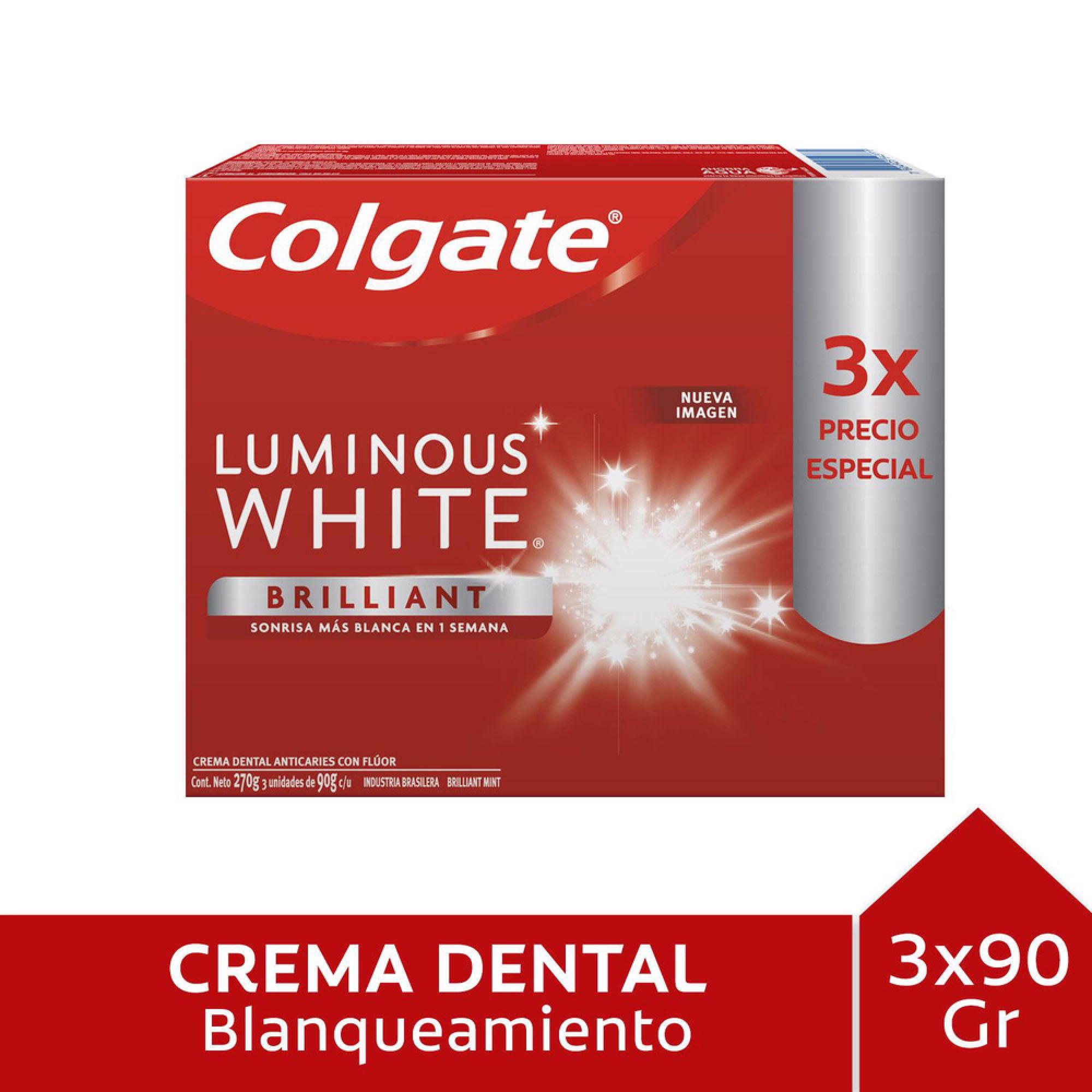 Crema Dental Anticaries Con Flúor Pasta Dental Colgate Luminous White Brilliant