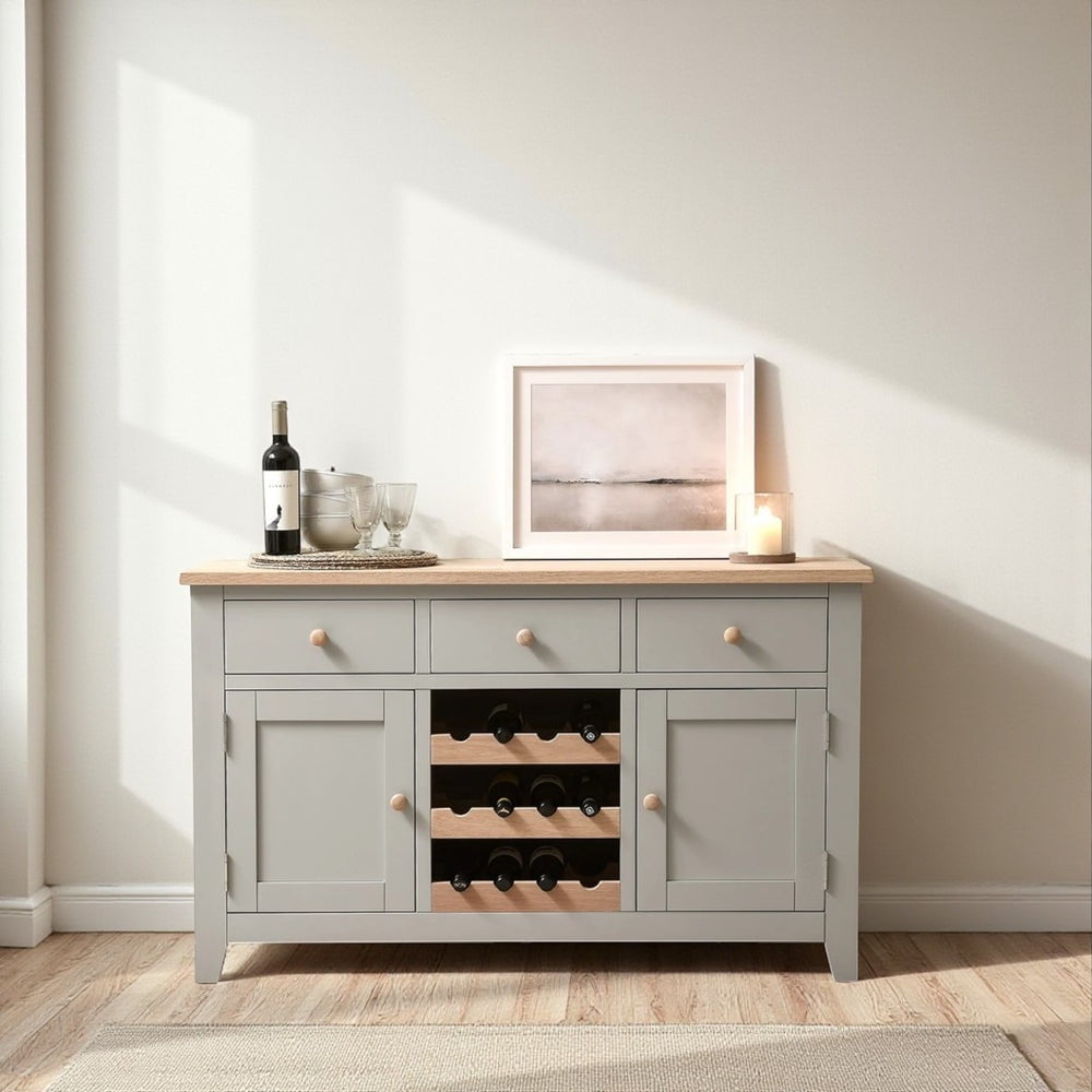 Arca Muebles - Mueble Bar De Madera Estilo Buffet 140x30x80 Color Gris Natural