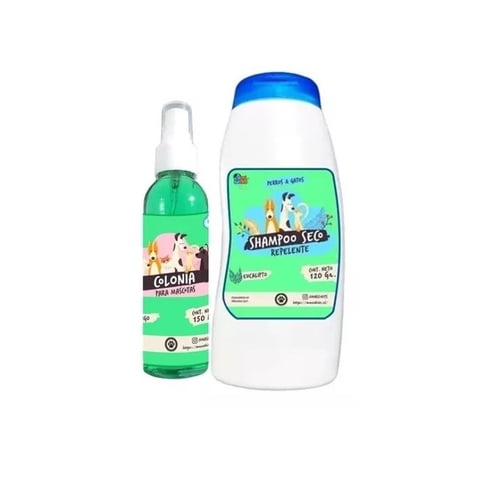Mascokits - Kit Para Perro Y Gato Shampoo Seco + Colonia Eucalipto-Mango