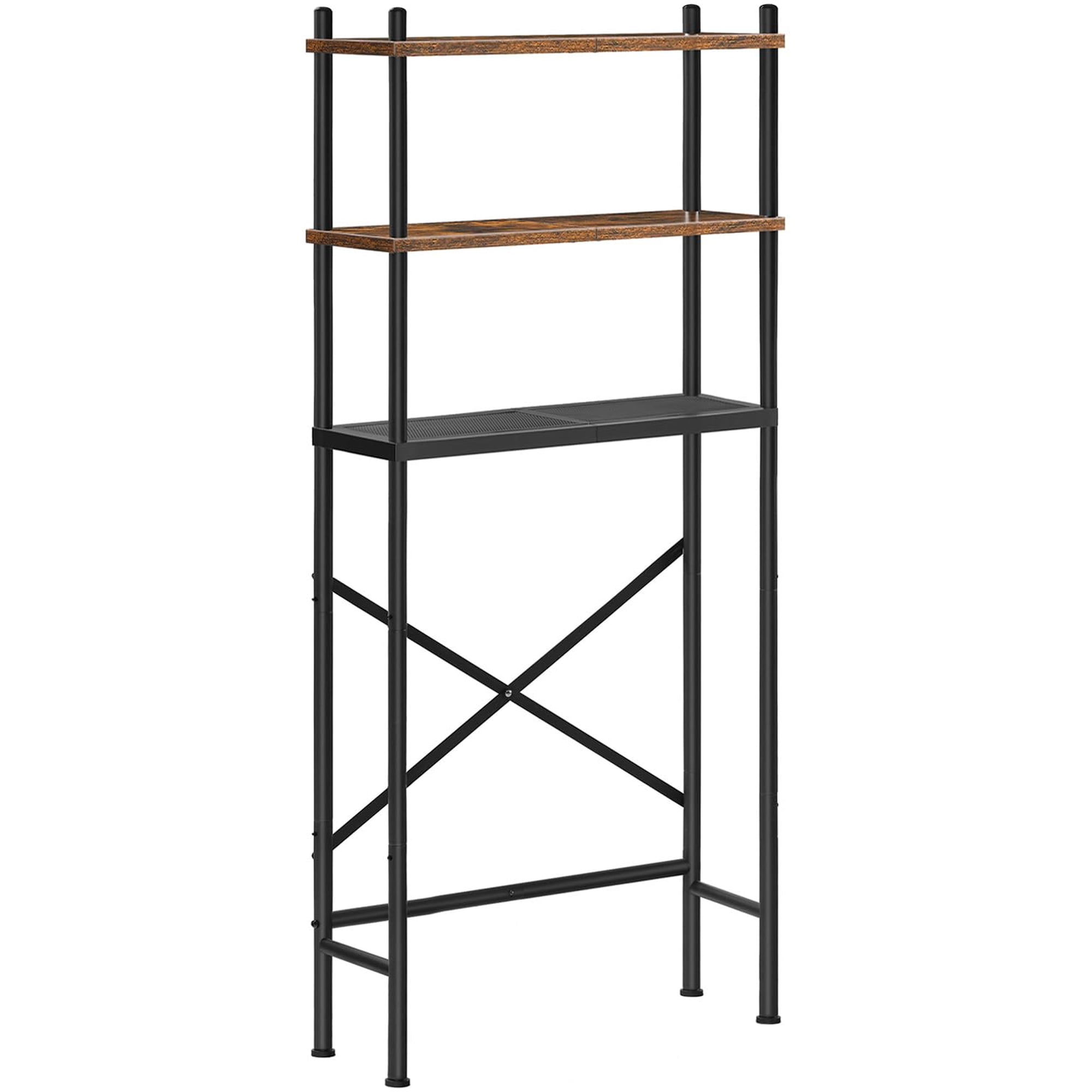 Almacenamiento Para Colocar Sobre El Inodoro Hoobro Bf63ts01, 3 Niveles, Color Marrón Rústico
