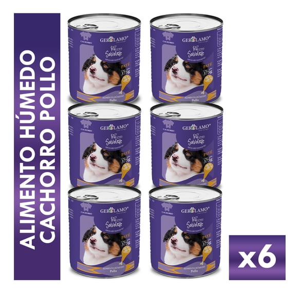 Alimento Húmedo Cachorro Gerolamo Paté Pollo 375g X6