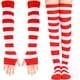 thumbnail image 5 of Calcetines altos a rayas hasta la rodilla, incluye calcetines rojos y blancos, guantes largos para calentar los brazos, atuendos divertidos para fiestas de cumpleaños de niñas y niños, decoración para, 5 of 7