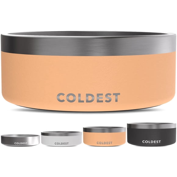 Cuenco para perros The Coldest Water de acero inoxidable, 1,9 L, melocotón del Sahara