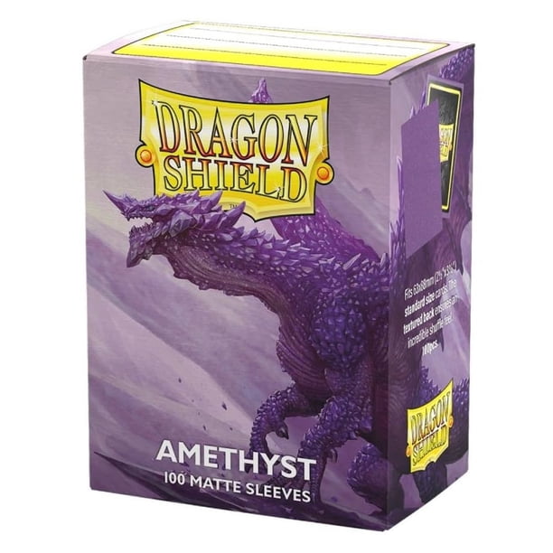Fundas para cartas con forma de escudo de dragón, tamaño estándar, mate, 100 quilates, amatista