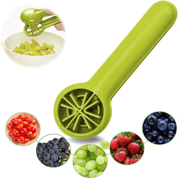 Get Creative in the Kitchen with our 1pc Grape Tomato Cherry Strawberry Cutter - No Blade, Green Multifunctional Vegetable and Fruit Cutter for Kids and Adults. Perfect Christmas Gift!