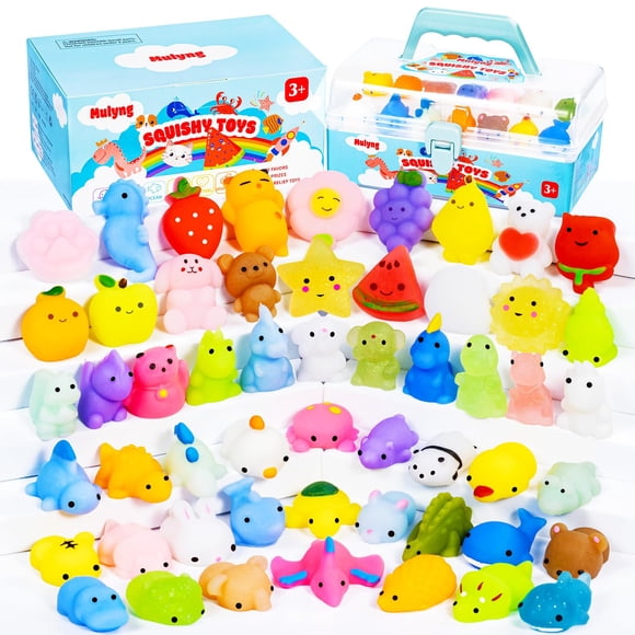 Squishy Toys Mulyng Mochi 100 unidades para niños con caja de almacenamiento