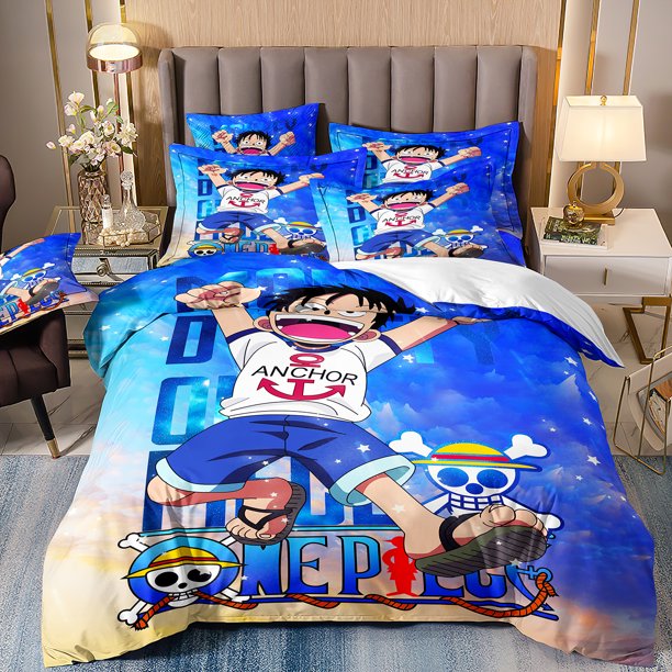 Monkey D. Luffy Cartoon Printed Bedding Set One Piece Anime Duvet Cover Sets Pillowcase Twin Full Queen King Size Bed Sheets