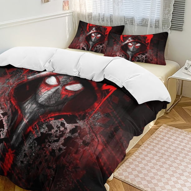 Spider-Man 3-Piece Twin Bed Set - Includes 1 Single Quilt And 2 Pillow Cases Bedding - Fade Resistant Microfiber - Spider