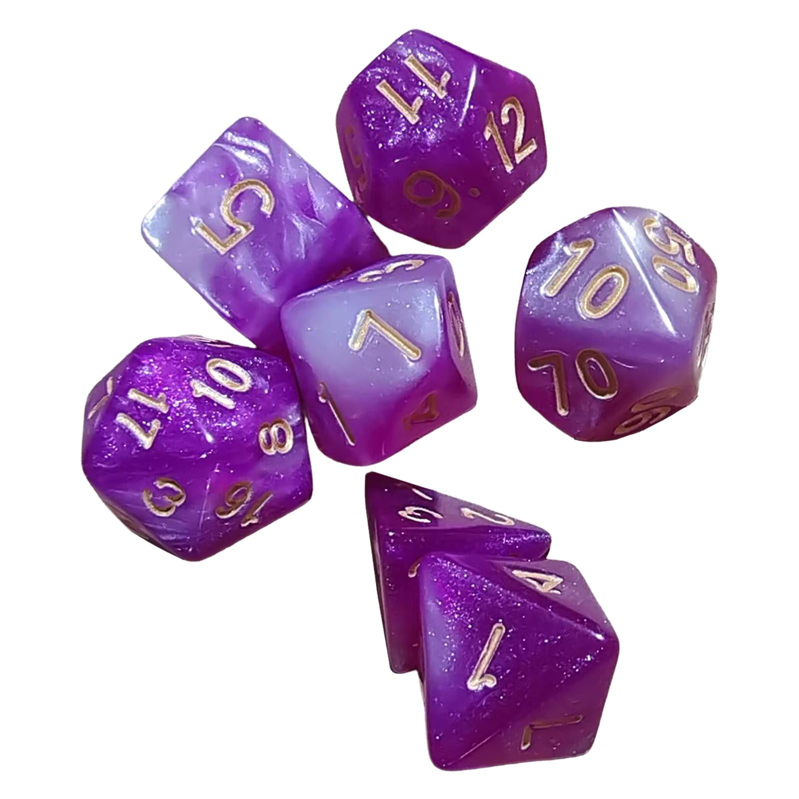 Bothyi - 7x Dados Poliédricos Juego De Dados De Adivinación Astrológica Juego De Dados Para Barra Púrpura Y Blanco