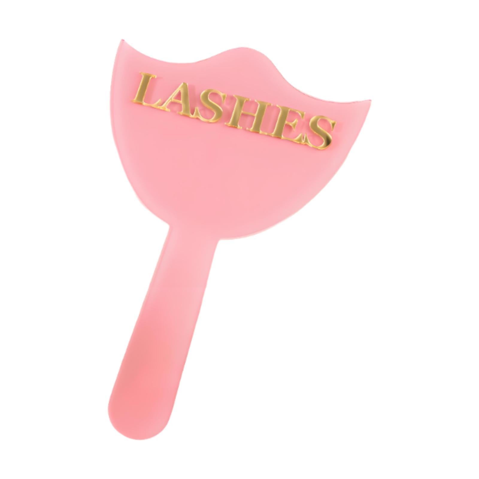 Magideal - Espejo De Mano Maquillaje Portátil Acrílico Con Mango Profesional Para Extensión De Pestañas Accesorio Cosmético Adecuado Para Salones Fotografía Y Us Rosa