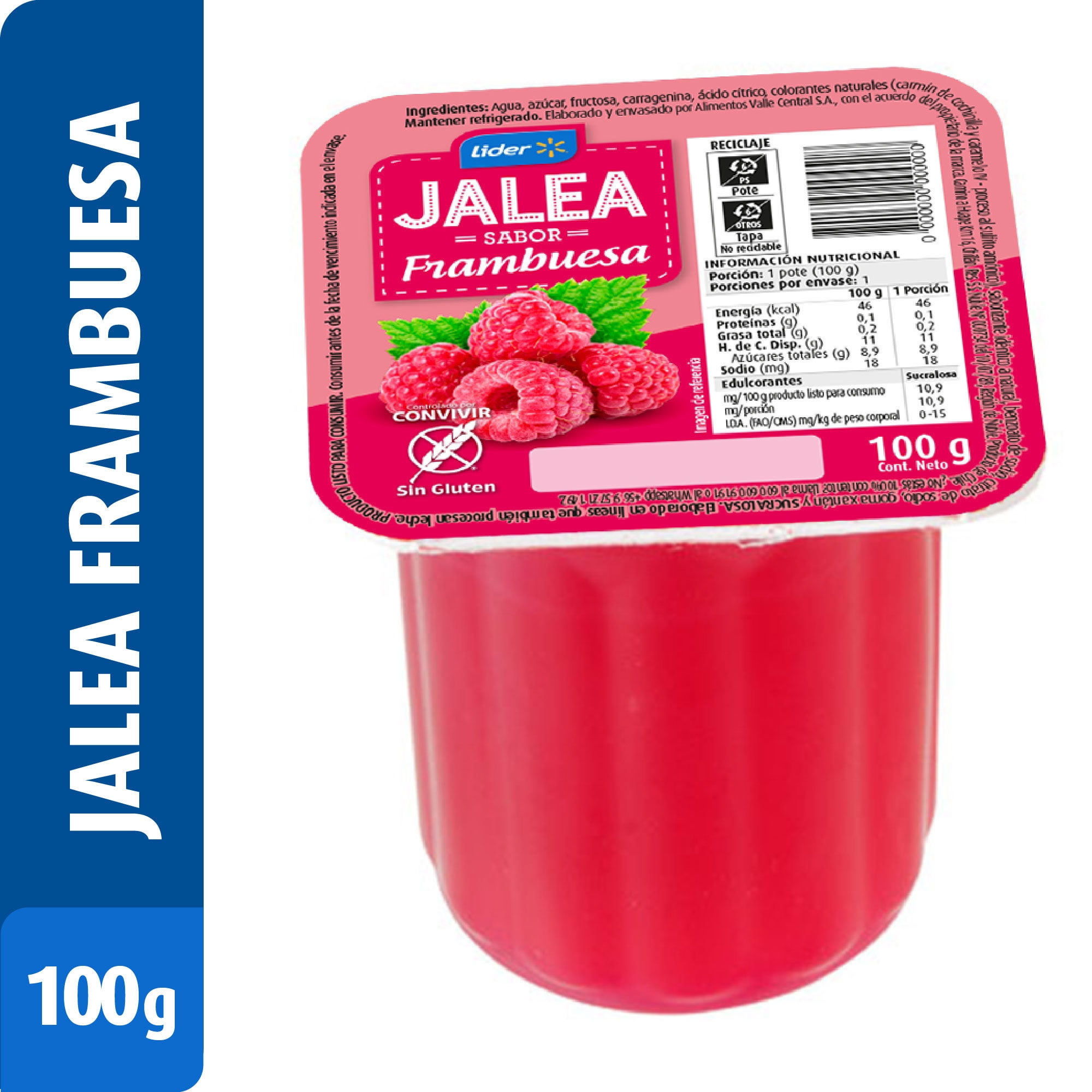Jalea Sabor Frambuesa Tradicional 100 g Lider