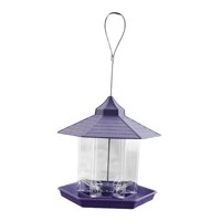 Ioensy - Comedero Para Pájaros Colgante Con Techo, Comedero Para Colibríes Para Jardín, Adorno Para Balcón, Gris