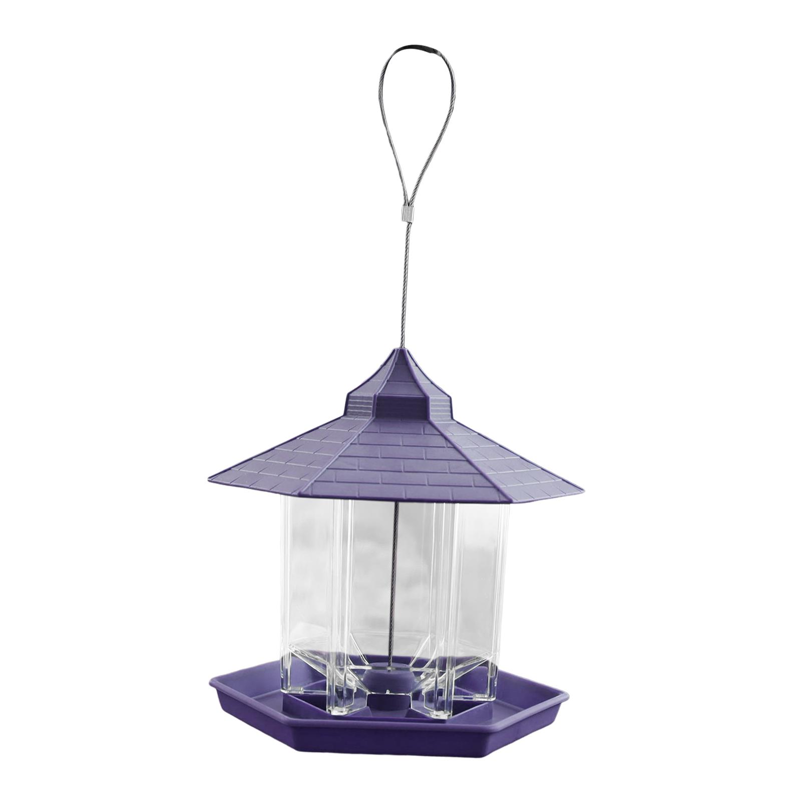 Ioensy - Comedero Para Pájaros Colgante Con Techo, Comedero Para Colibríes Para Jardín, Adorno Para Balcón, Gris