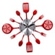 thumbnail image 3 of Reloj De Pared 3D Cocina Acero Inoxidable Tenedor Cuchillo Reloj Decorativo Rojo, 3 of 3