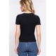 thumbnail image 3 of Top Corto de Punto Acanalado Jaspeado con Cuello Redondo Slv Negro M, 3 of 5