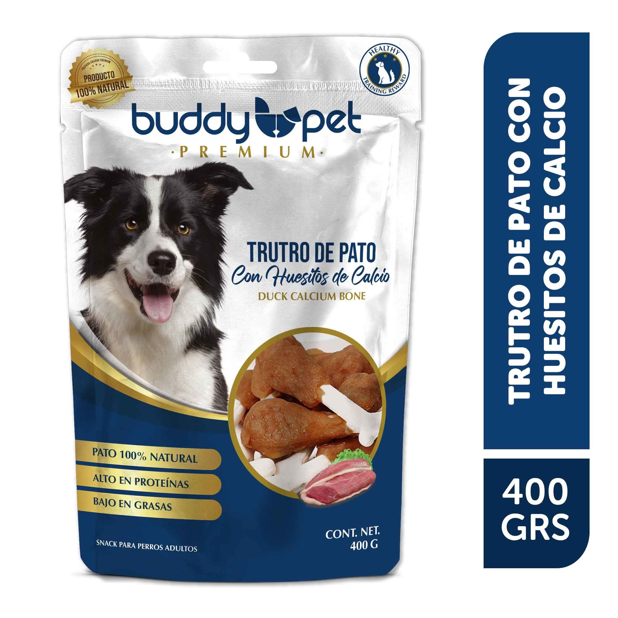 Snack Perro Adulto Trutros De Pato Con Huesitos De Calcio Bolsa 400 g Buddy Pet