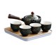 thumbnail image 5 of Tetera De Cerámica Con Asa Lateral Para Tetera De Viaje Azul Oscuro Con Tazas, 5 of 5
