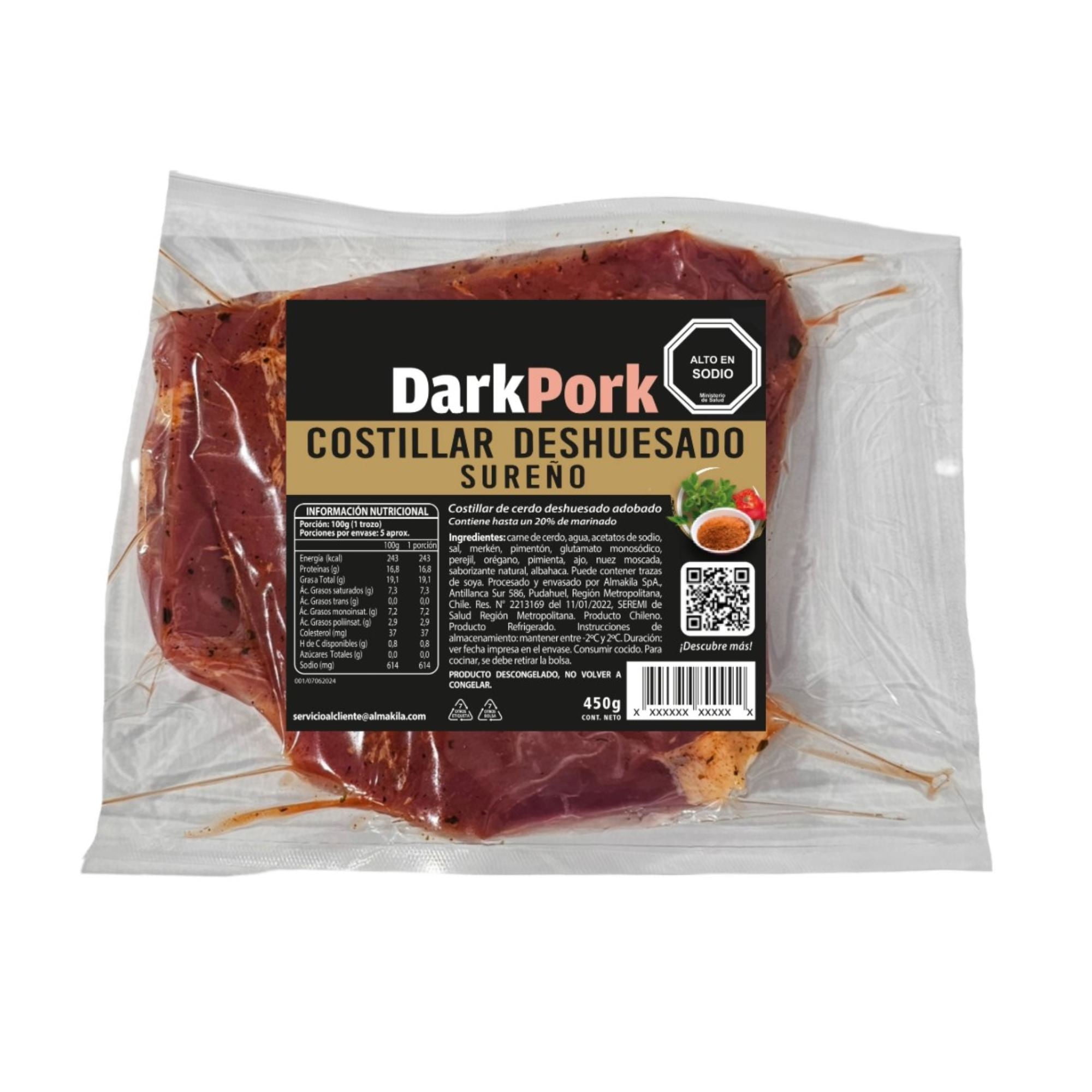 Costillar De Cerdo Deshuesado Sureño 450 g Dark Pork
