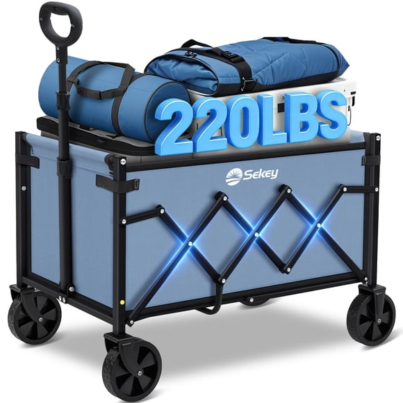 Carrito Sekey con ruedas de 100 kg de capacidad, plegable, azul
