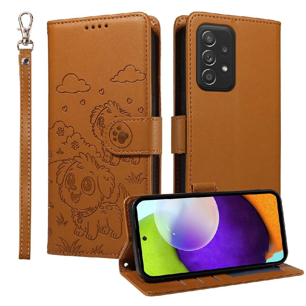 Funda Billetera Foxdock Compatible Con Samsung Galaxy A52/a52s, Diseño Perrito Tierno, Ranuras Para Tarjetas Y Soporte Plegable
