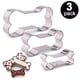thumbnail image 1 of Juego de cortadores de galletas con forma de hueso de perro, acero inoxidable, 3 piezas, 1 of 8