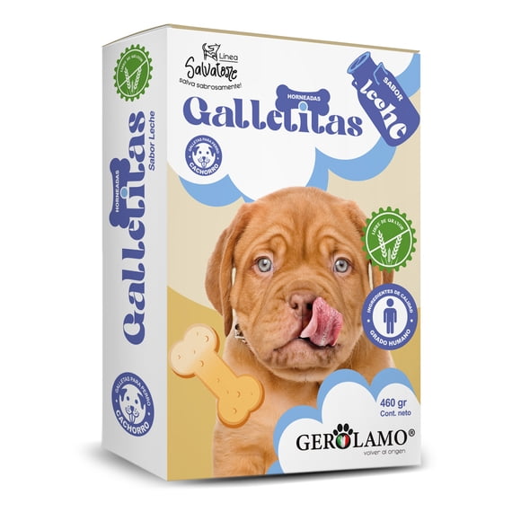 Galletas Huesito Cachorro Gerolamo Leche Grain Free 460g